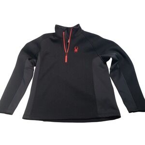 Spyder Mens 1/4 Zip Waffle Knit Pullover Jacket Size Medium Black Red 38199306